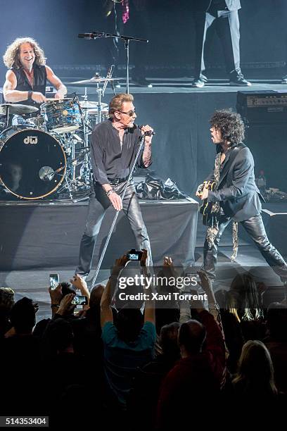 Johnny Hallyday performs in concert at Gran Teatre del Liceu on March 8, 2016 in Barcelona, Spain.