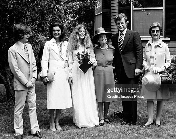 John F. Kennedy Jr, Jacqueline Kennedy Onassis, Caroline Kennedy, Rose Kennedy, Ted Kennedy and Janet Auchincloss attends Caroline Kennedys...