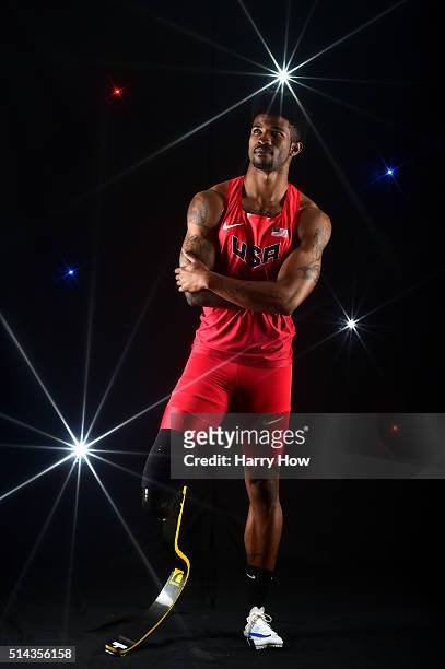 Paralympic track sprinter Richard Browne poses for a portrait at the 2016 Team USA Media Summit at The Beverly Hilton Hotel on March 8, 2016 in...