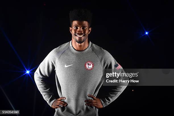 Paralympic track sprinter Richard Browne poses for a portrait at the 2016 Team USA Media Summit at The Beverly Hilton Hotel on March 8, 2016 in...