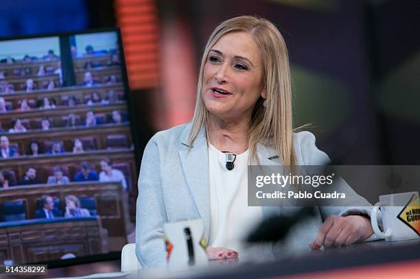 Cristina Cifuentes Attends 'El Hormiguero' Tv Show at Vertice Studio on March 8, 2016 in Madrid, Spain.