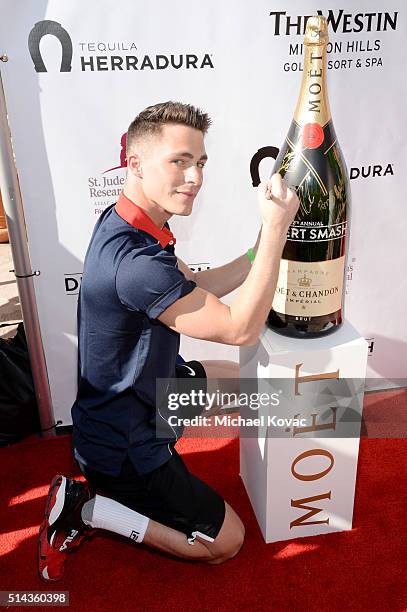 Actor Colton Haynes celebrates with Moet & Chandon at the 12th annual Desert Smash at the Westin Mission Hills Golf Resort and Spa on March 8, 2016...