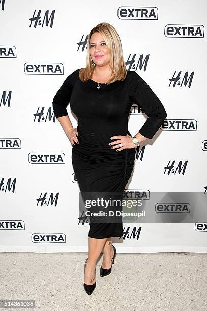 Karen Gravano of "Mob Wives" visits "Extra" at their New York studios at H&M in Times Square on March 8, 2016 in New York City.