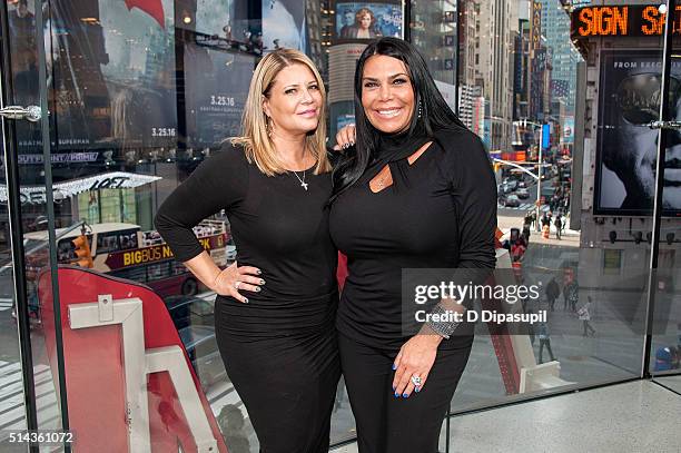 Karen Gravano and Renee Graziano of "Mob Wives" visit "Extra" at their New York studios at H&M in Times Square on March 8, 2016 in New York City.
