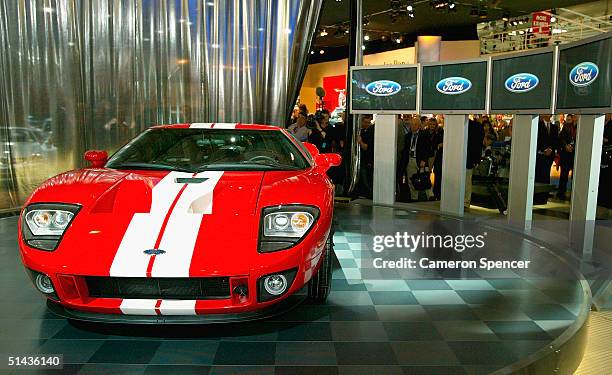 Ford GT is on display at the Australian International Motorshow at the Darling Harbour Convention Centre October 7, 2004 in Sydney, Australia. The...