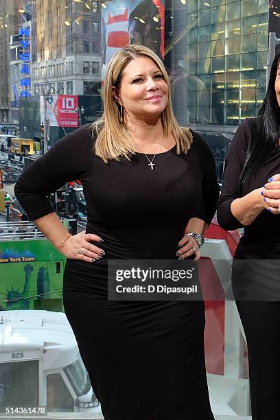 Karen Gravano of "Mob Wives" visits "Extra" at their New York studios at H&M in Times Square on March 8, 2016 in New York City.