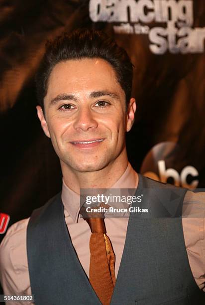 Sasha Farber poses at the 22nd Season Stars of ABC's "Dancing With The Stars" cast announcement at Planet Hollywood Times Square on March 8, 2016 in...