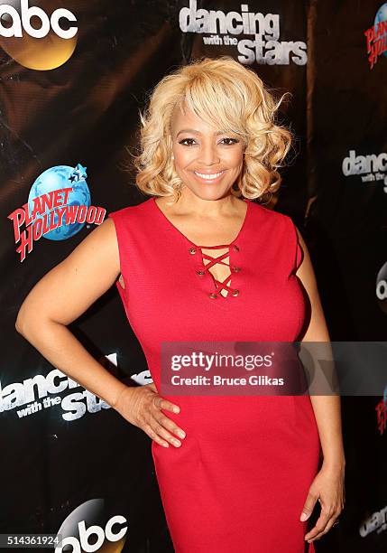 Kim Fields poses at the 22nd Season Stars of ABC's "Dancing With The Stars" cast announcement at Planet Hollywood Times Square on March 8, 2016 in...