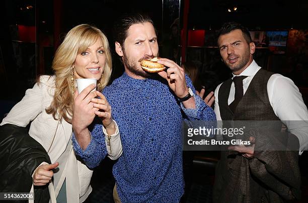 Marla Maples, Valentin Chmerkovskiy and Tony Dovolani pose at the 22nd Season Stars of ABC's "Dancing With The Stars" cast announcement at Planet...