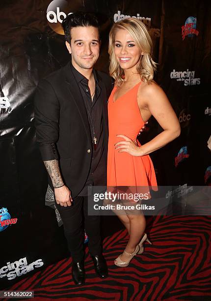 Mark Ballas and partner Paige VanZant pose at the 22nd Season Stars of ABC's "Dancing With The Stars" cast announcement at Planet Hollywood Times...