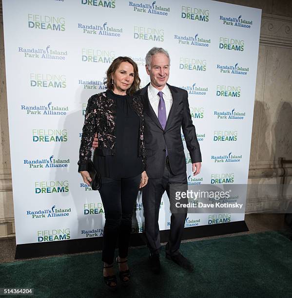 John McEnroe and Patty Smyth attend the 2016 Randall's Island Park Alliance Fielding Dreams Gala at American Museum of Natural History on March 8,...