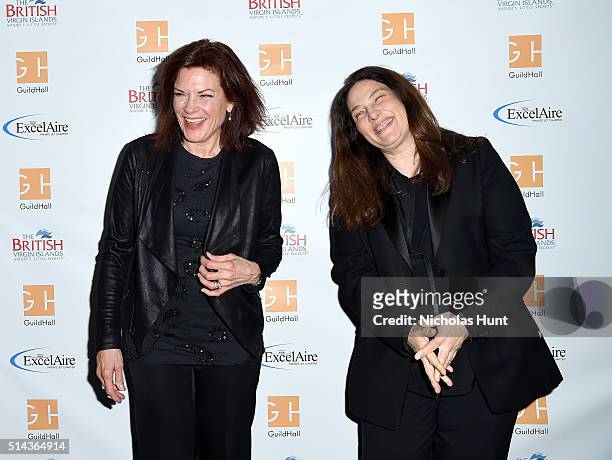 Singer Rosanne Cash and writer A. M. Homes attend the Guild Hall Of East Hampton: Academy Of The Arts Lifetime Achievement Awards 2016 at The Rainbow...