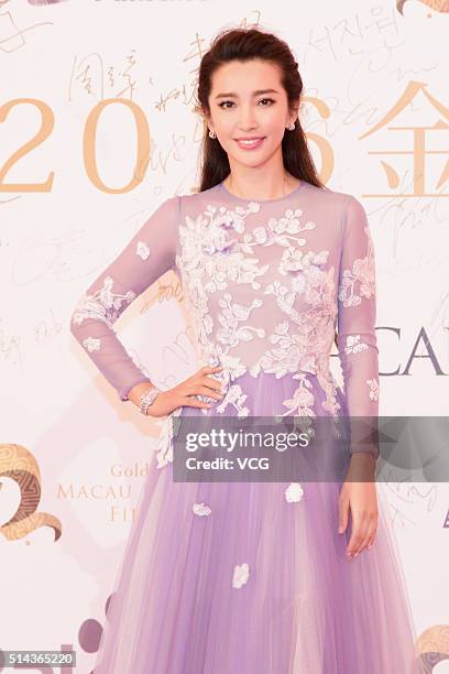 Actress Li Bingbing attends the Gold Aries Award Of Macau International Film Festival on March 8, 2016 in Macau, China.