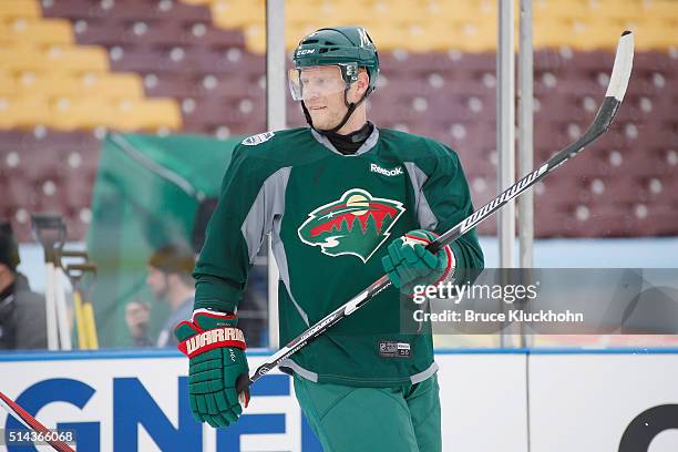 Minneapolis, MN Mikko Koivu of the Minnesota Wild skates during the Coors Light NHL Stadium Series Practice Day on February 20, 2016 at TCF Bank...