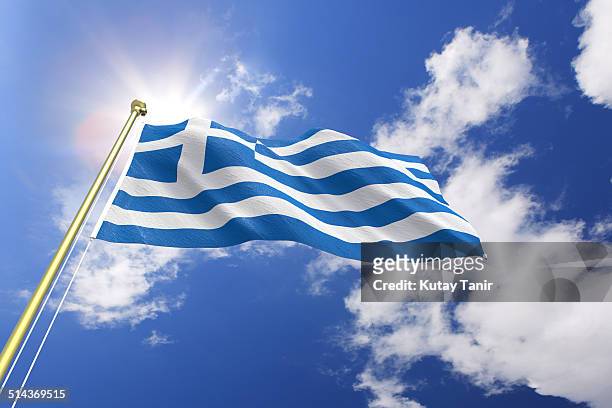 flag of greece - greek culture stock-fotos und bilder
