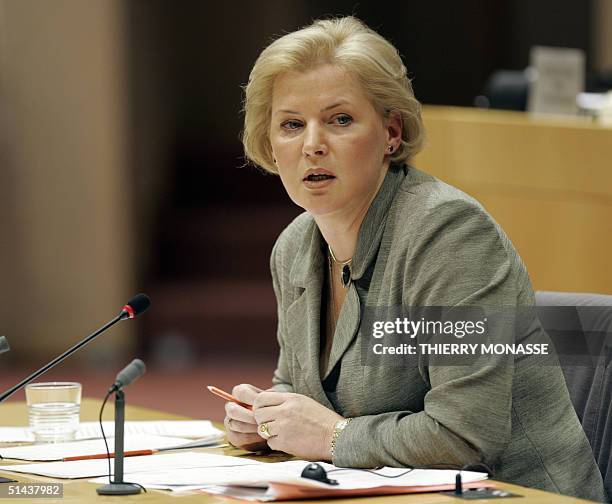 The new incoming European commissioner for Taxation and Customs union, Latvian Ingrida Udre answers questions during the hearing at the European...