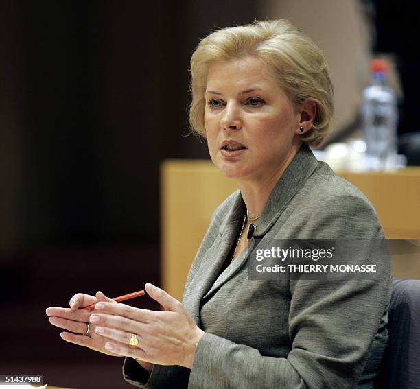 The new incoming European commissioner for Taxation and Customs union, Latvian Ingrida Udre answers questions during the hearing at the European...