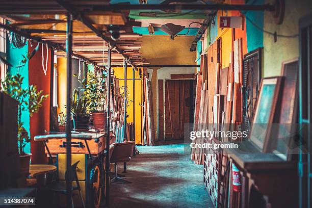 empty art workshop corridor - artist studio stock pictures, royalty-free photos & images