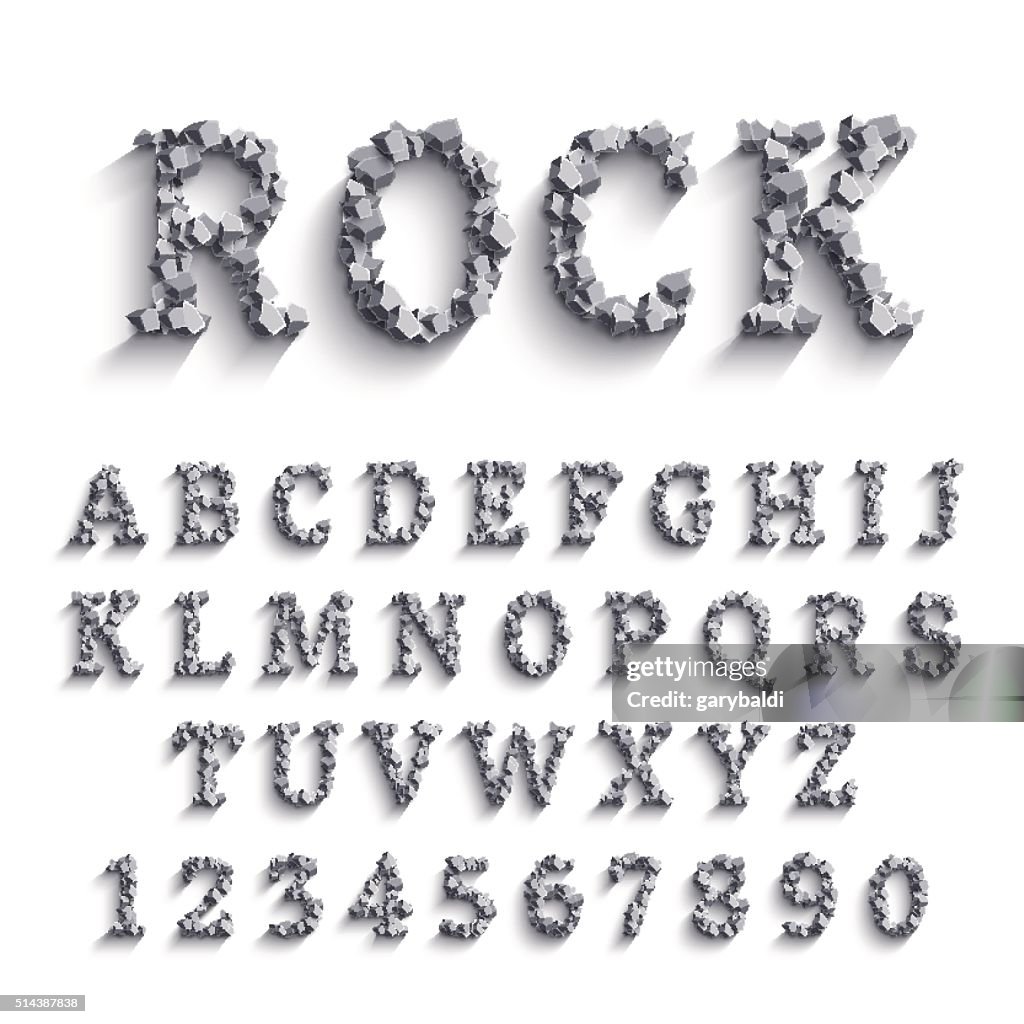 Sedimentary Rocks Font Vector Realisitc Font Made Of Rocks With Shadows High-Res Vector ...