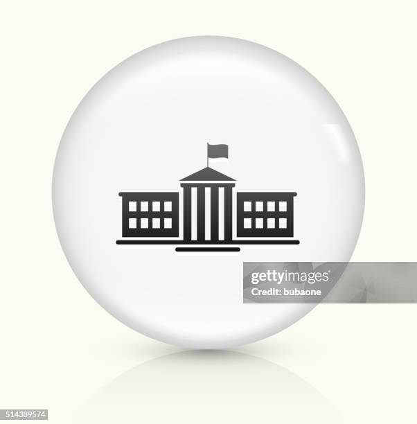 school icon on white round vector button - high school building exterior stock illustrations