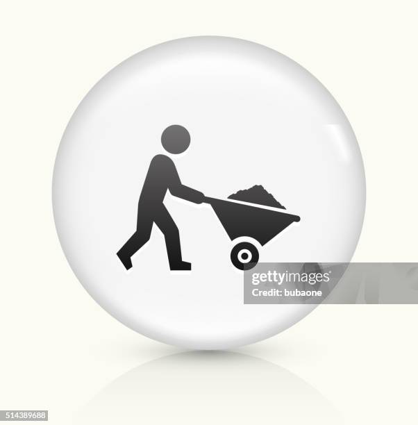 miner mining icon on white round vector button - mining minerals stock illustrations
