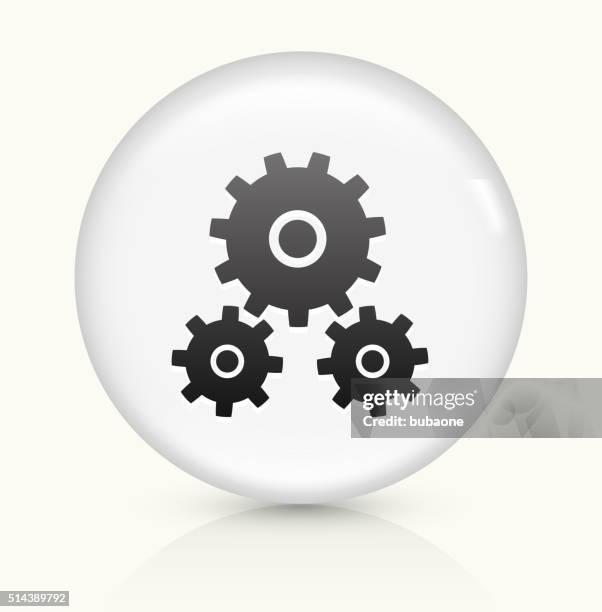 construction gear icon on white round vector button - breaking ground construction stock illustrations