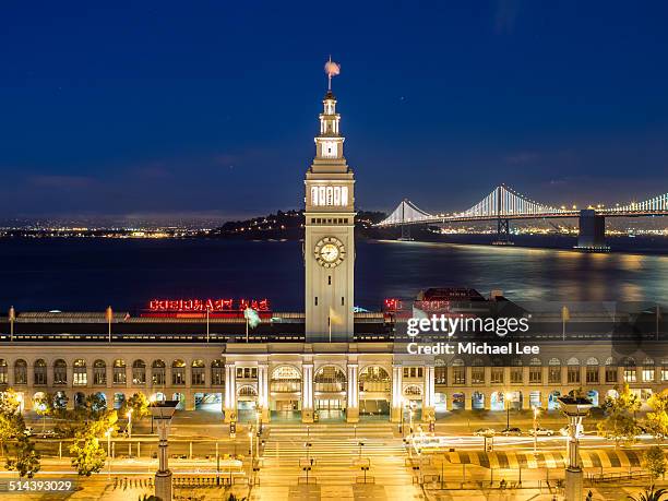 ferry building blue night view - east bay regional park stock pictures, royalty-free photos & images