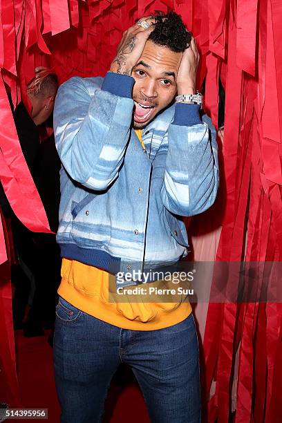 Chris Brown attends the L'Oreal Red Obsession Party - Photocall as part of the Paris Fashion Week Womenswear Fall/Winter 2016/2017 on March 8, 2016...