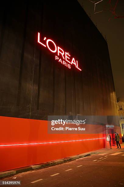 The venue of the L'Oreal Red Obsession Party - Photocall as part of the Paris Fashion Week Womenswear Fall/Winter 2016/2017 on March 8, 2016 in...