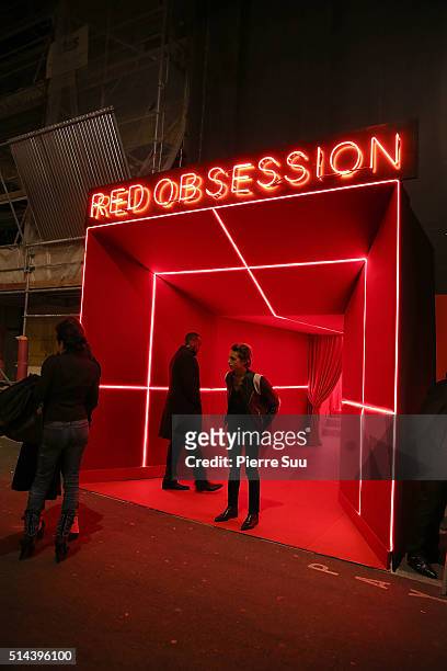 The venue of the L'Oreal Red Obsession Party - Photocall as part of the Paris Fashion Week Womenswear Fall/Winter 2016/2017 on March 8, 2016 in...