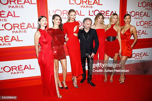 Bianca Balti, Isabeli Fontana, Karlie Kloss, Cyril Chapuy, Doutzen Kroes, Natasha Poly and Irina Shayk attend the L'Oreal Red Obsession Party -...