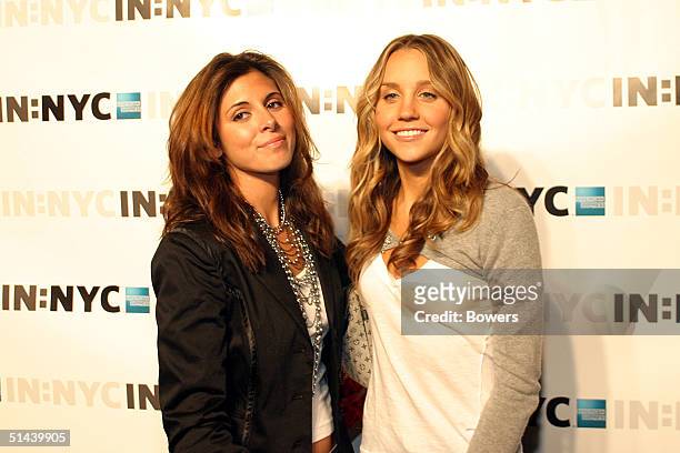 Actresses Jamie-Lynn DiScala and Amanda Bynes attend the launch party for "In:NYC" on October 7, 2004 at Skylight, in New York City.