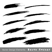 Set of Hand Drawn Grunge Brush Smears