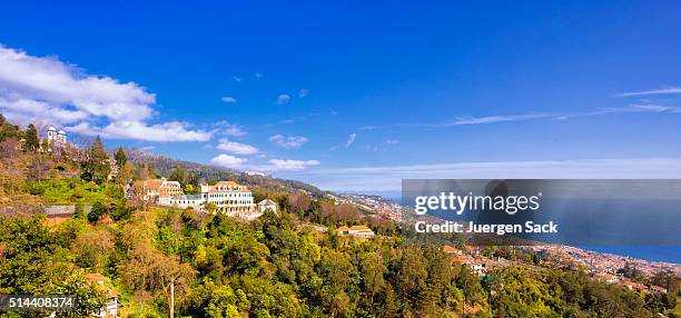 panoramic view over monte and funchal on madeira - montre stock pictures, royalty-free photos & images