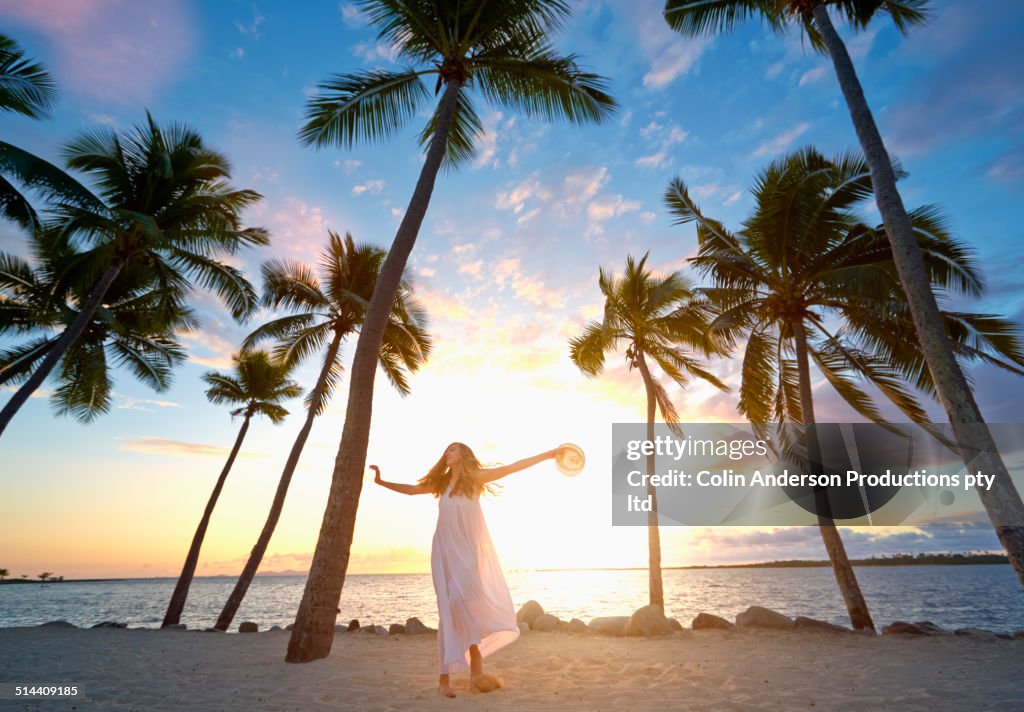 Woman relaxing on tropical beach