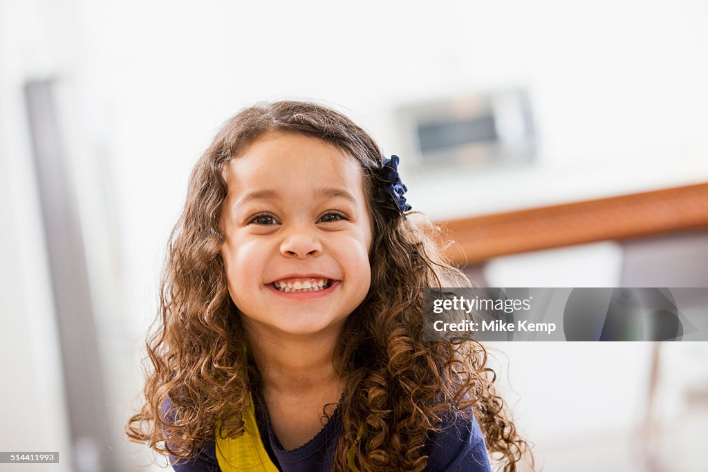 Mixed race girl smiling