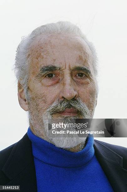 Actor Christopher Lee poses during a photocall on the second day of the 15th Dinard Festival Of British Film on October 8, 2004 in Dinard, France....