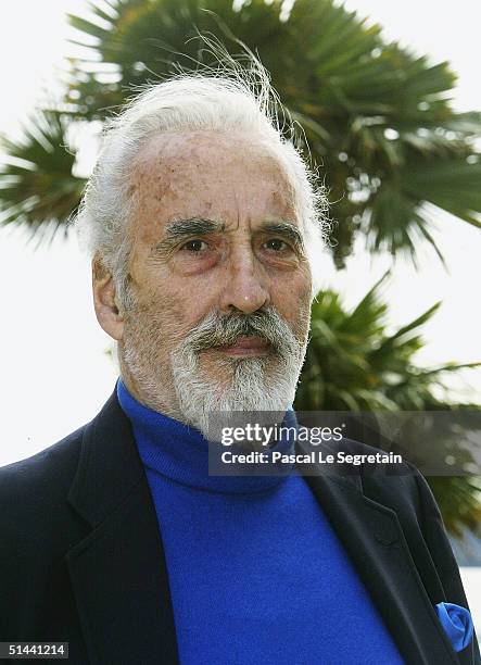 Actor Christopher Lee poses during a photocall on the second day of the 15th Dinard Festival Of British Film on October 8, 2004 in Dinard, France....