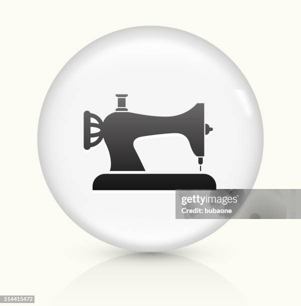 sewing machine icon on white round vector button - sewing machine white background stock illustrations