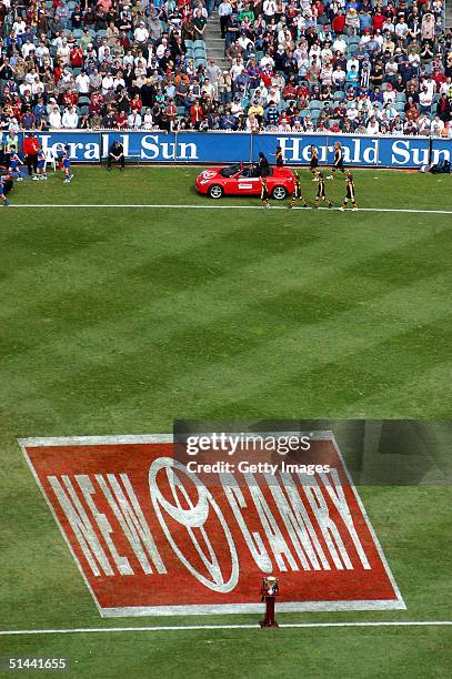 The 2004 premiership cup sits prior to the AFL Grand Final between the Port Adelaide Power and the Brisbane Lions at the Melbourne Cricket Ground...