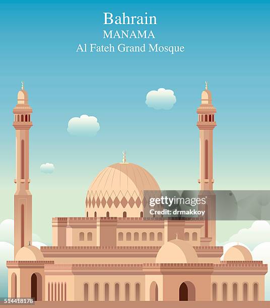 manama mosque - bahrain stock illustrations