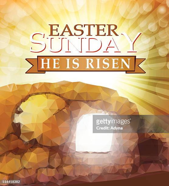 easter sunrise - jesus empty tomb stock illustrations
