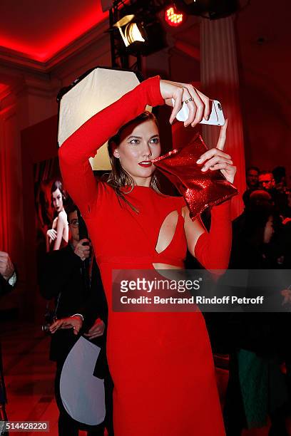 Karlie Kloss attends the L'Oreal Red Obsession Party as part of the Paris Fashion Week Womenswear Fall/Winter 2016/2017 on March 8, 2016 in Paris,...
