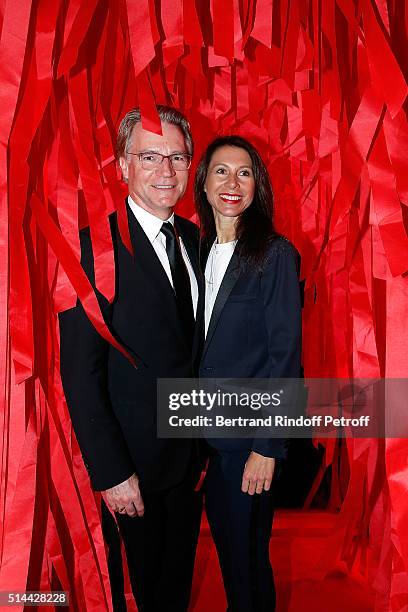 Olivier Royant and his wife Delphine Royant attend the L'Oreal Red Obsession Party as part of the Paris Fashion Week Womenswear Fall/Winter 2016/2017...