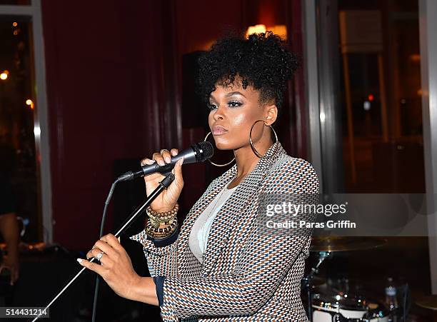 Demetria McKinney performs onstage at The Real Love Music Experience With Demetria McKinney at Scales 925 Restaurant on March 8, 2016 in Atlanta,...