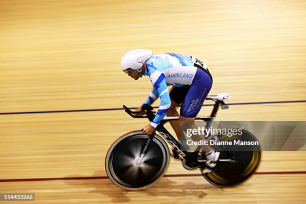 Andrew McKay of Auckland competes in the Master Mens 500m Time Trial during the New Zealand Age Group Track National Championships on March 9, 2016...