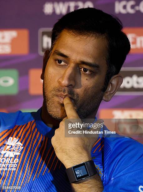 14 Indian Captain Ms Dhoni Holds Pre Tournament Icc T20 World Cup 2016  Press Conference Photos and Premium High Res Pictures - Getty Images