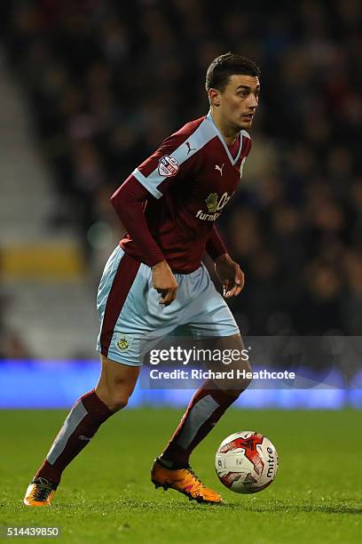 Matthew Lowton of Burnley in action during the Sky Bet Championship match between Fulham and Burnley at Craven Cottage on March 8, 2016 in London,...