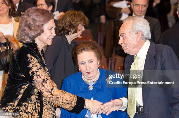 Queen Sofia, Princess Margarita and Carlos Zurita attend 'Circulo Internacional Escuela Superior Musica Reina Sofia' meeting on March 8, 2016 in...