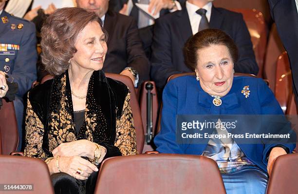 Queen Sofia and Princess Margarita attend 'Circulo Internacional Escuela Superior Musica Reina Sofia' meeting on March 8, 2016 in Madrid, Spain.